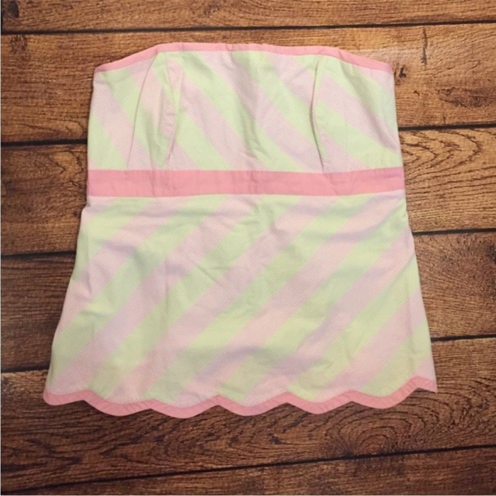 Lilly Pulitzer Pink and Green Strapless Top